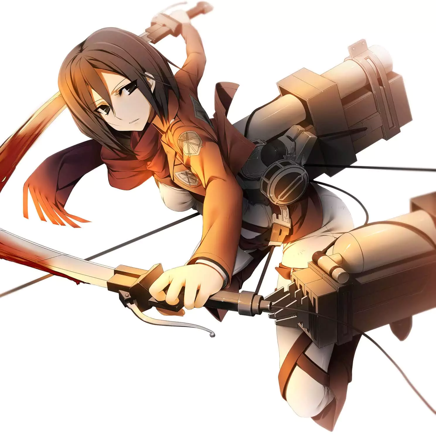 Image of Mikasa flying in ODM gear